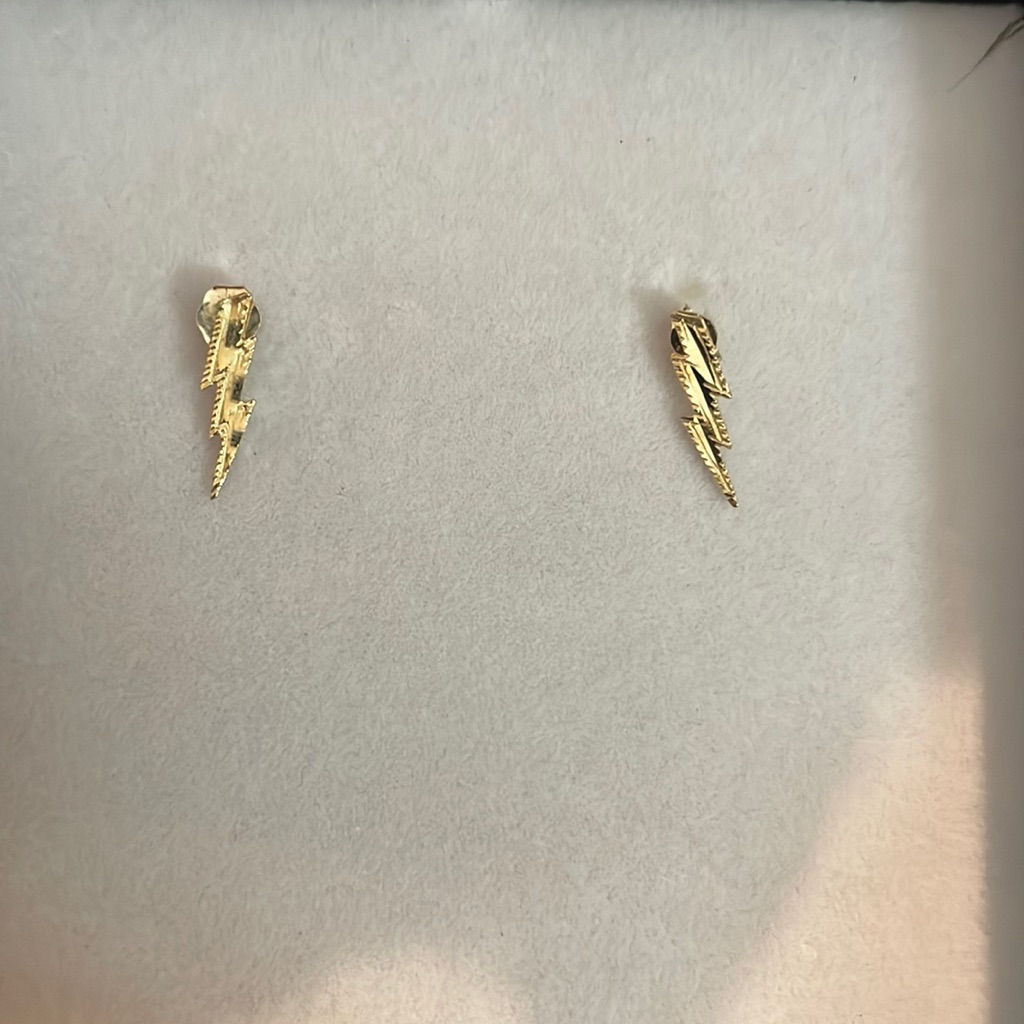 Cute 14k Lightning Earrings With 14k Gold Backings